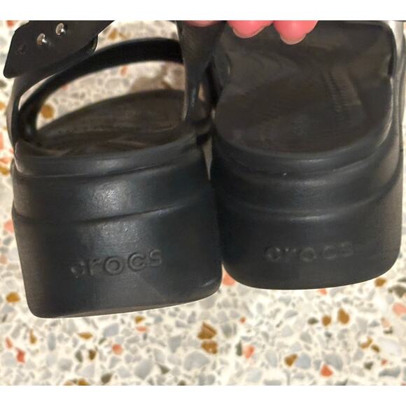 Crocs Brooklyn low wedge women's comfort slingback sandals size 8 black - Picture 7 of 12